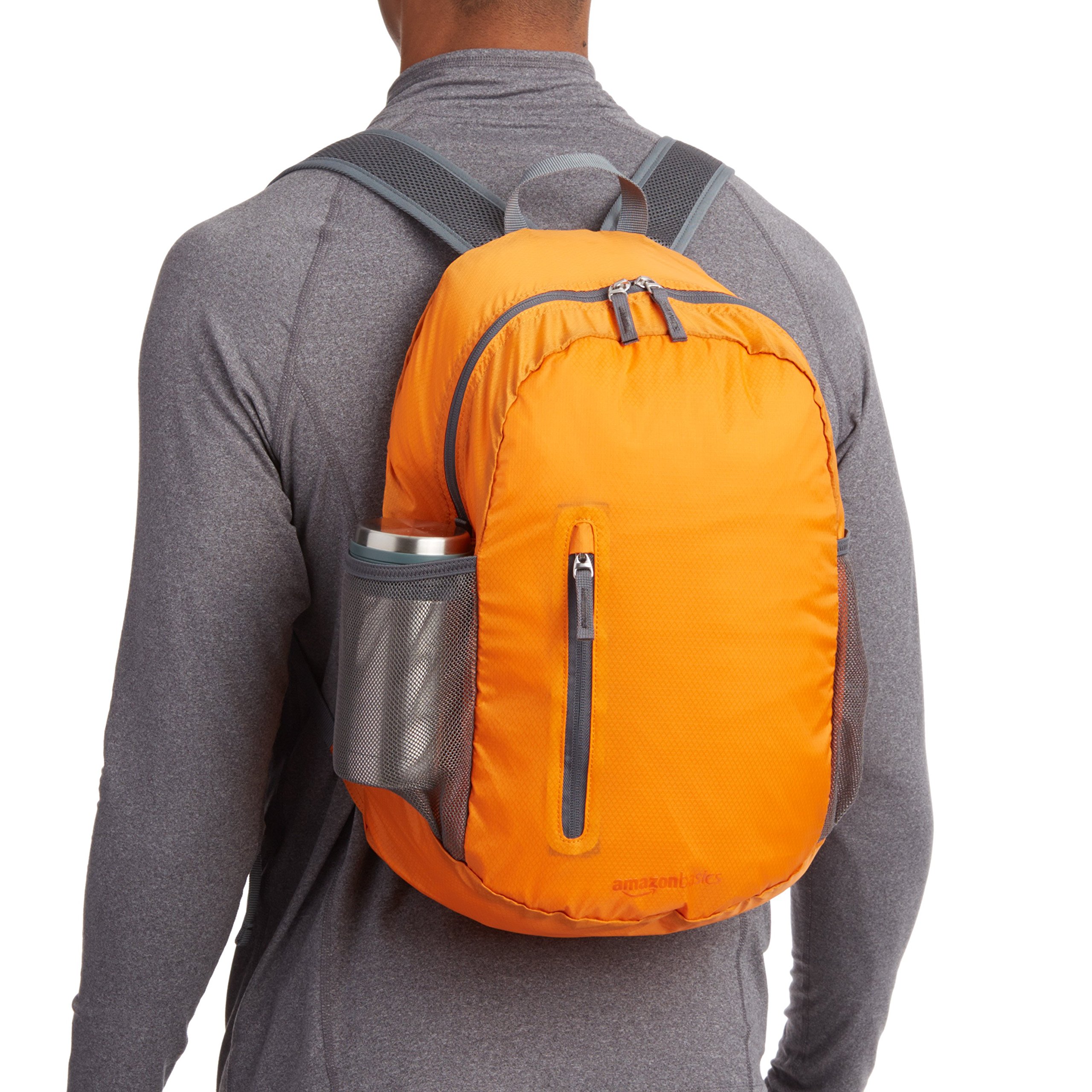 AmazonBasics 可摺疊遠足背囊｜25 L・橙色・圖片 4