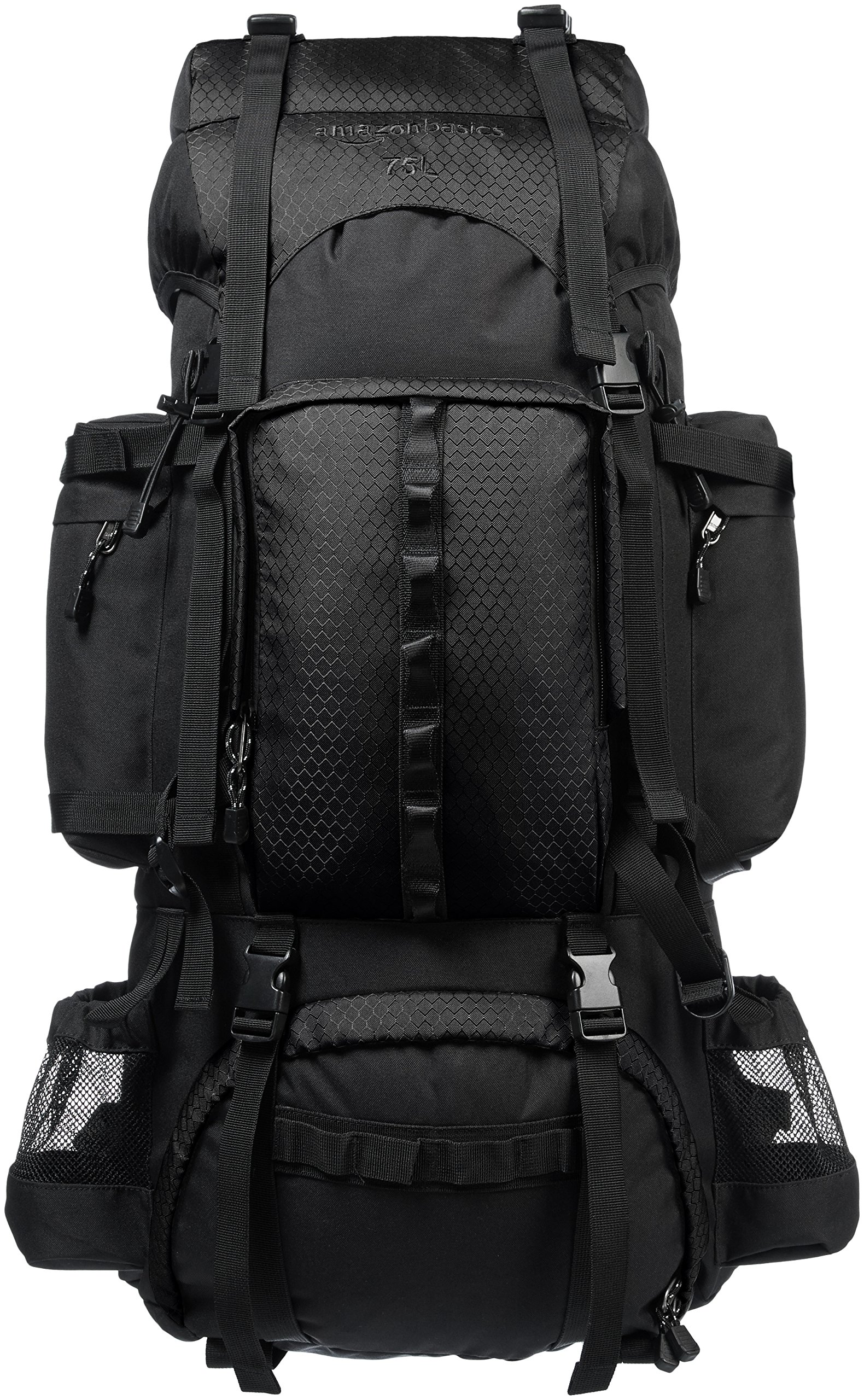 AmazonBasics 內架遠足背囊｜75 L・黑色・附防雨罩
