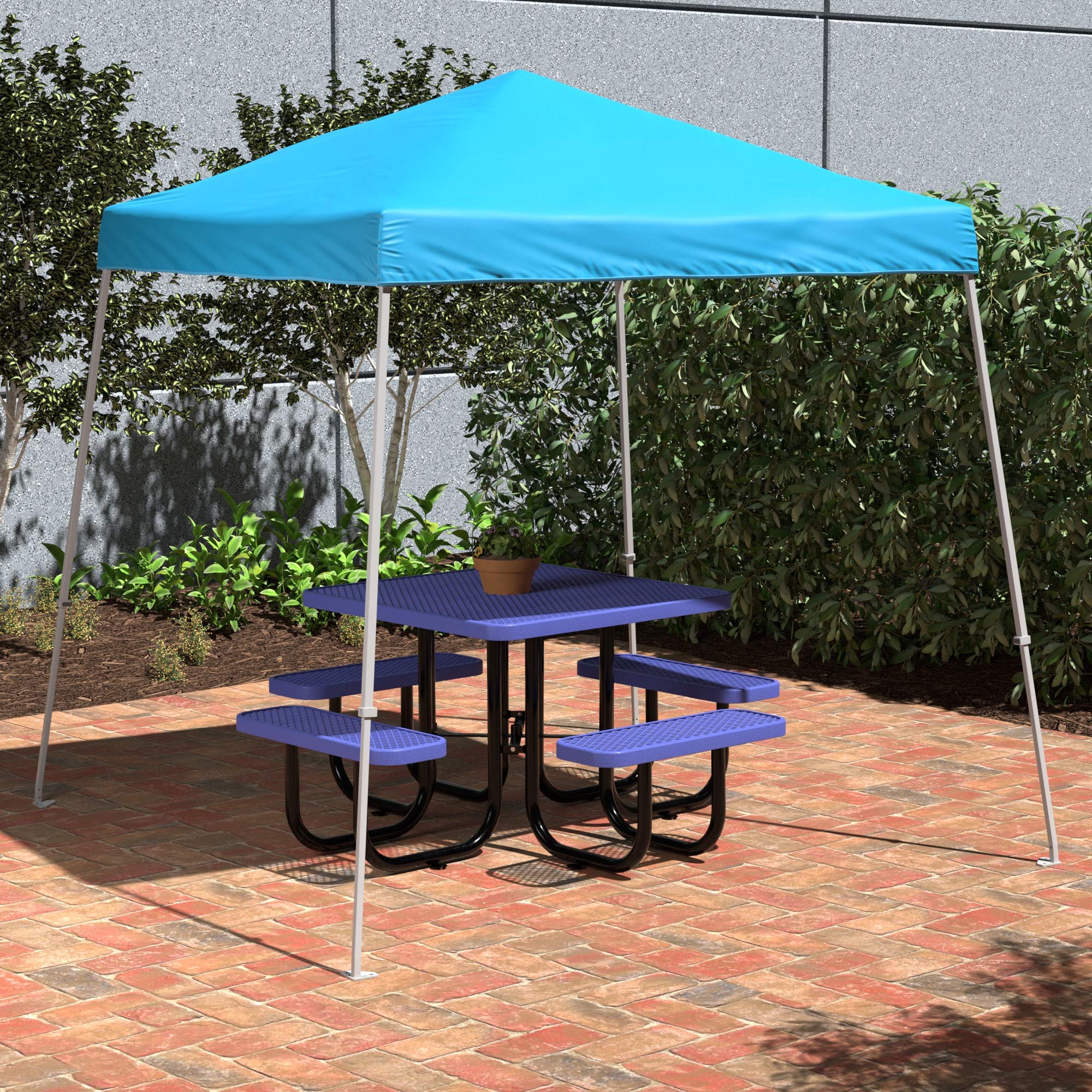 AmazonBasics 快開遮陽篷｜8 × 8 ft・藍色・附輪袋・圖片 5