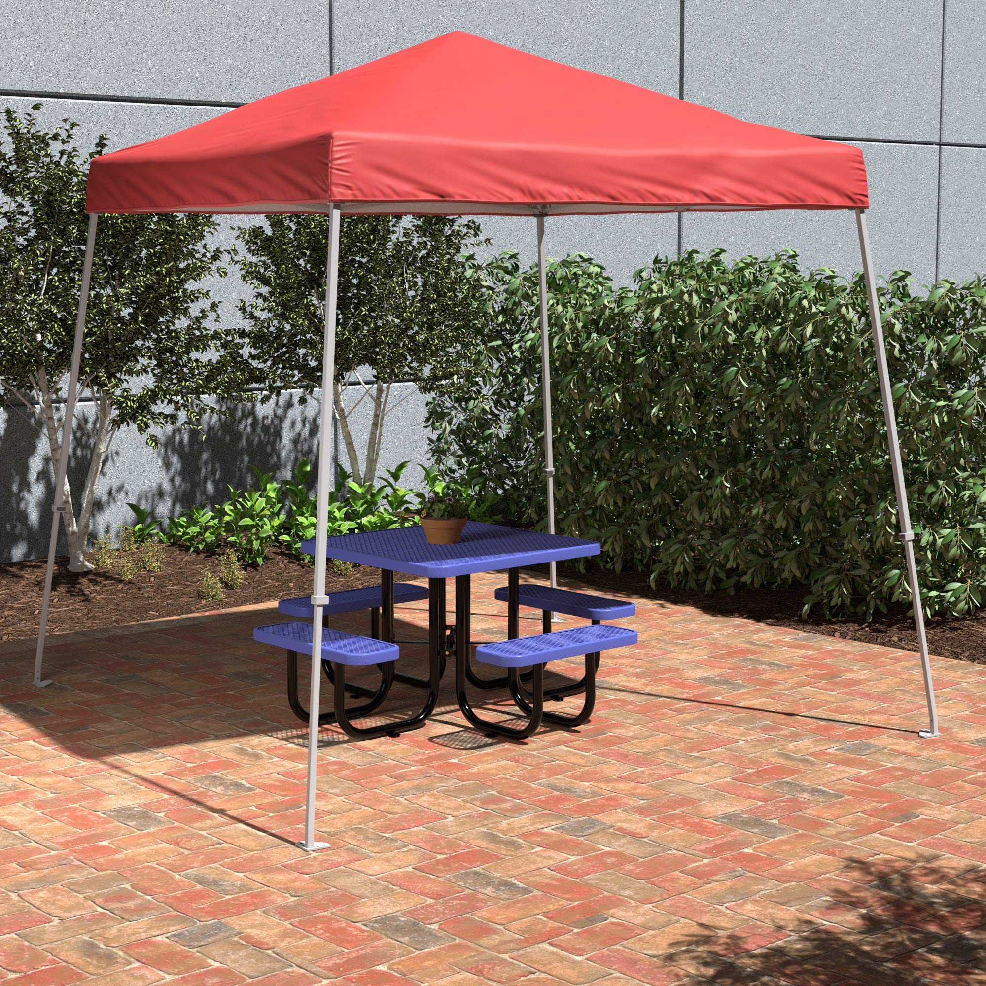 AmazonBasics 快開遮陽篷｜9 × 9 ft・紅色・附輪袋・圖片 3