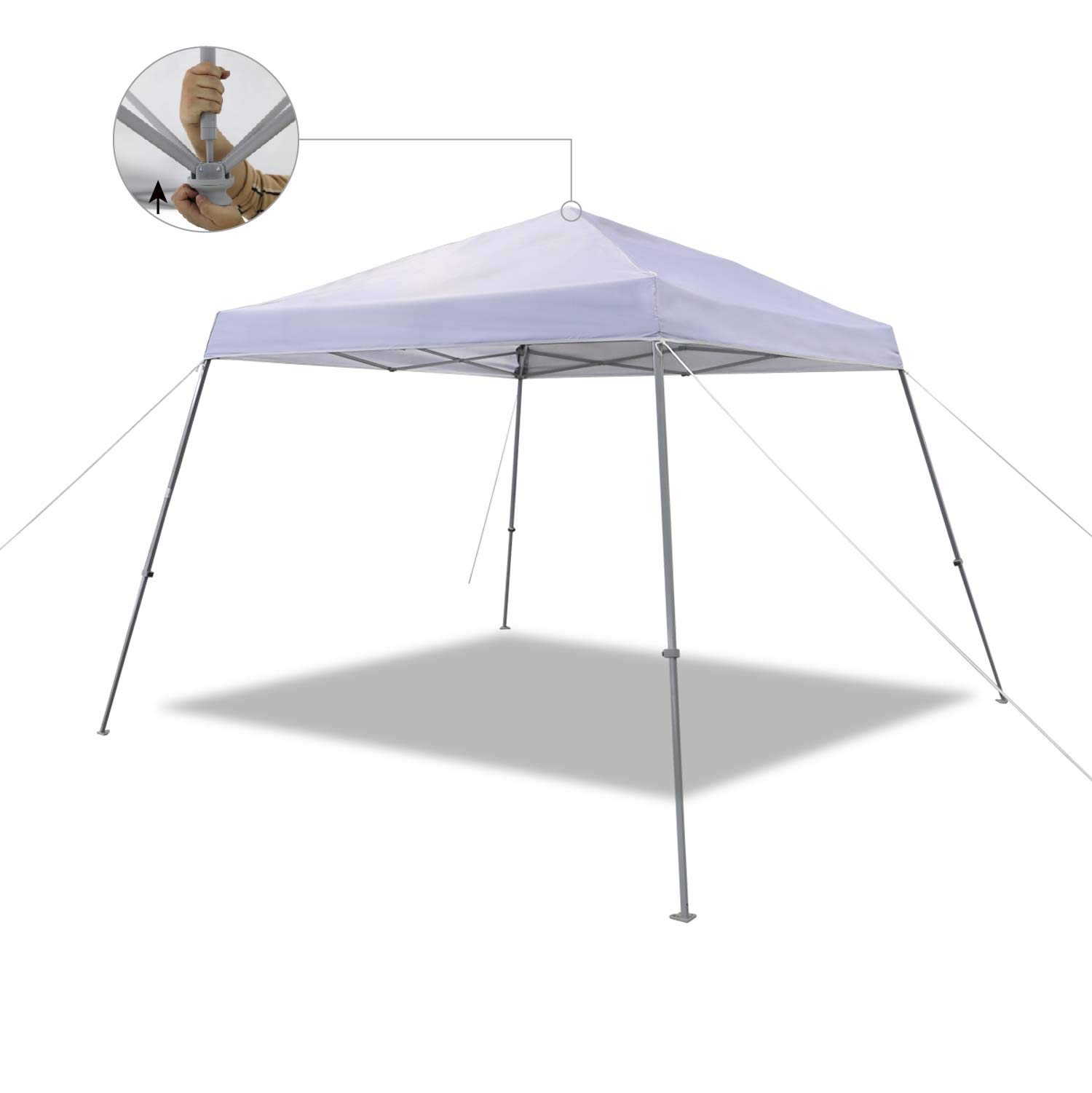 AmazonBasics 一按式遮陽篷｜9 × 9 ft・白色・附輪袋