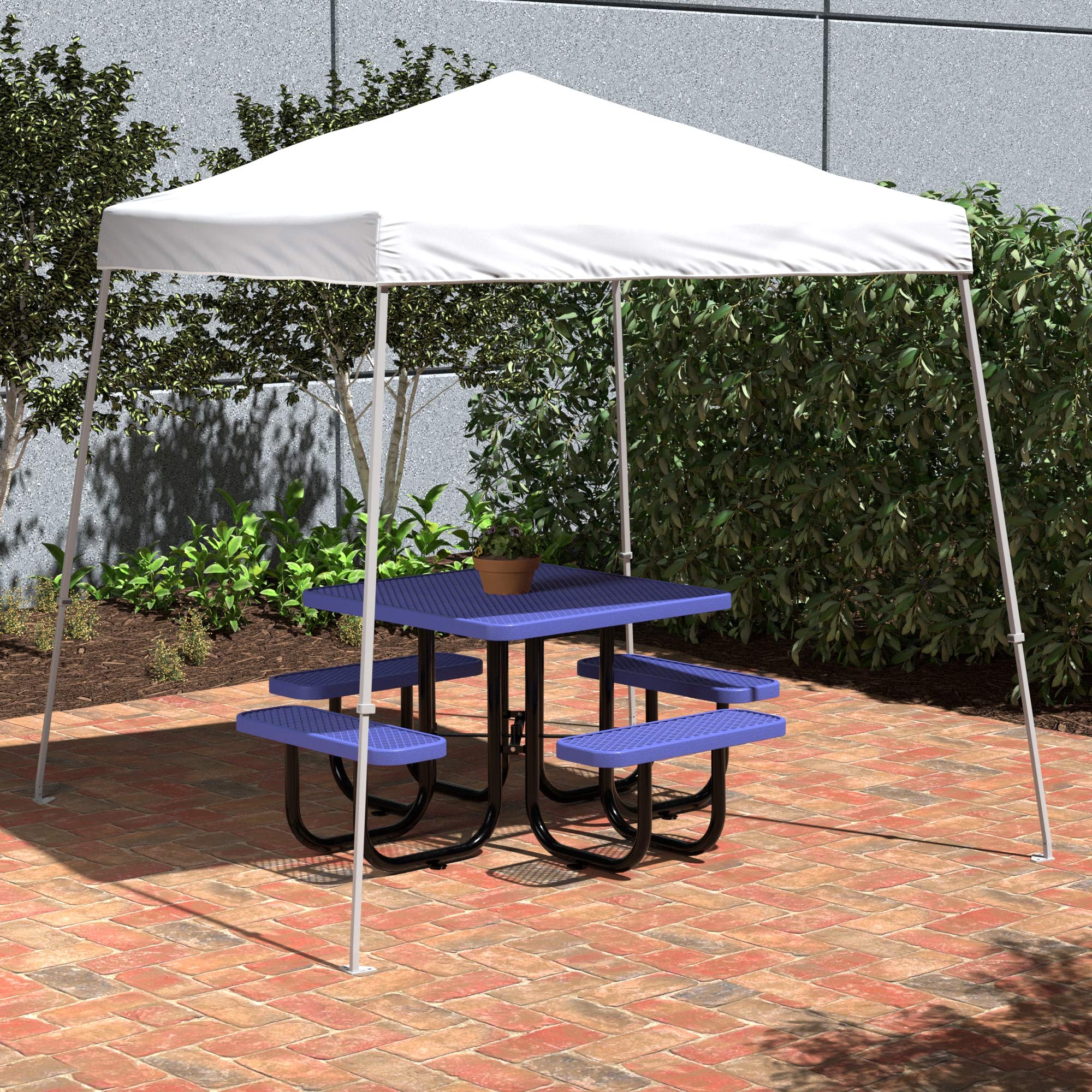 AmazonBasics 一按式遮陽篷｜9 × 9 ft・白色・附輪袋・圖片 3