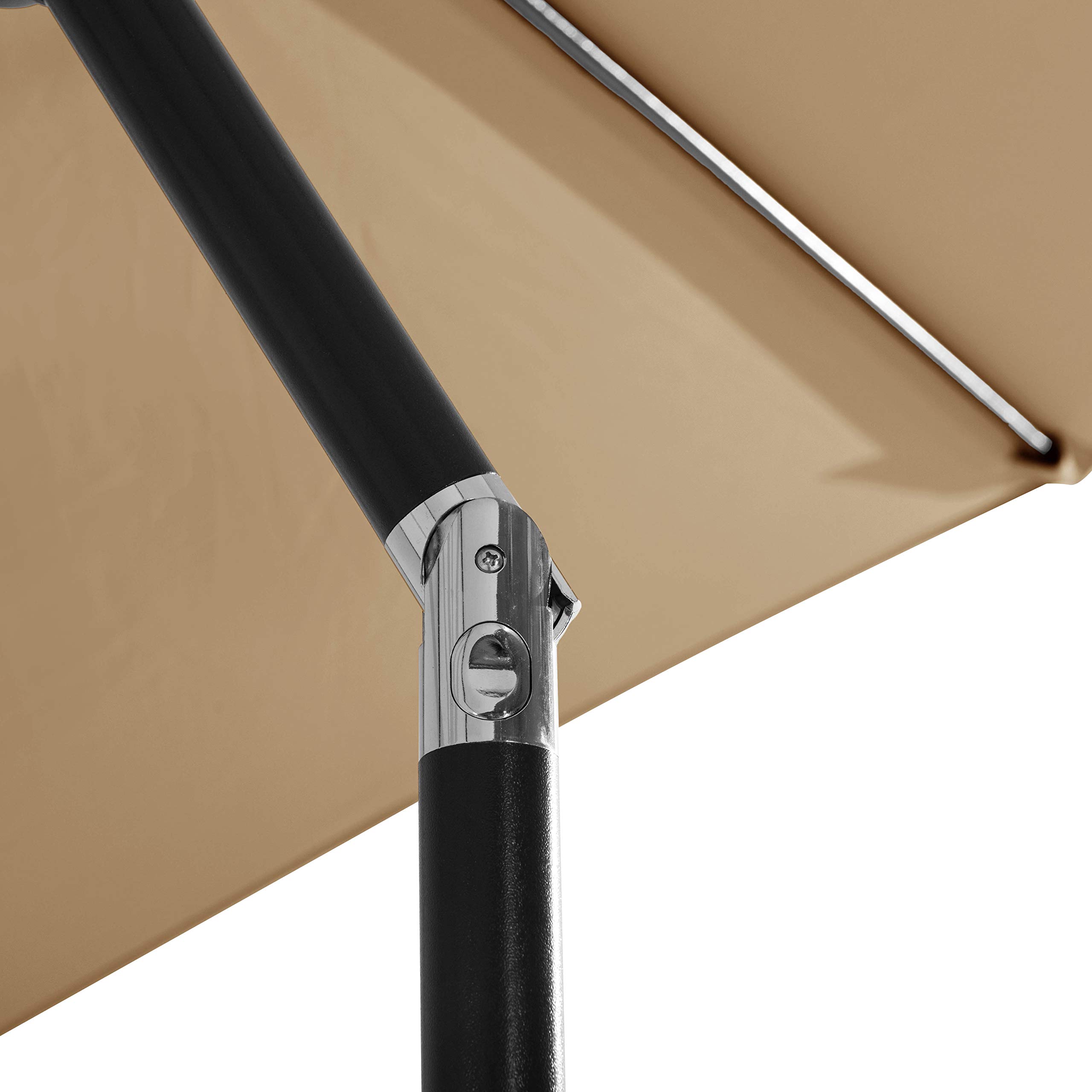 AmazonBasics 庭院鋼架遮陽傘｜9 ft・灰褐色・不含底座・圖片 3